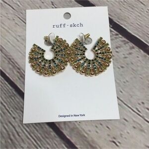 RUFF SKCH Gold and Green Blue Statement Earrings